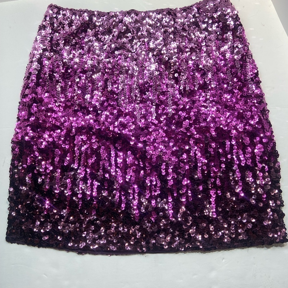 MANER Sequined Ombre Mini Skirt Size Large Purple Elastic Waist NWT READ - Picture 3 of 9